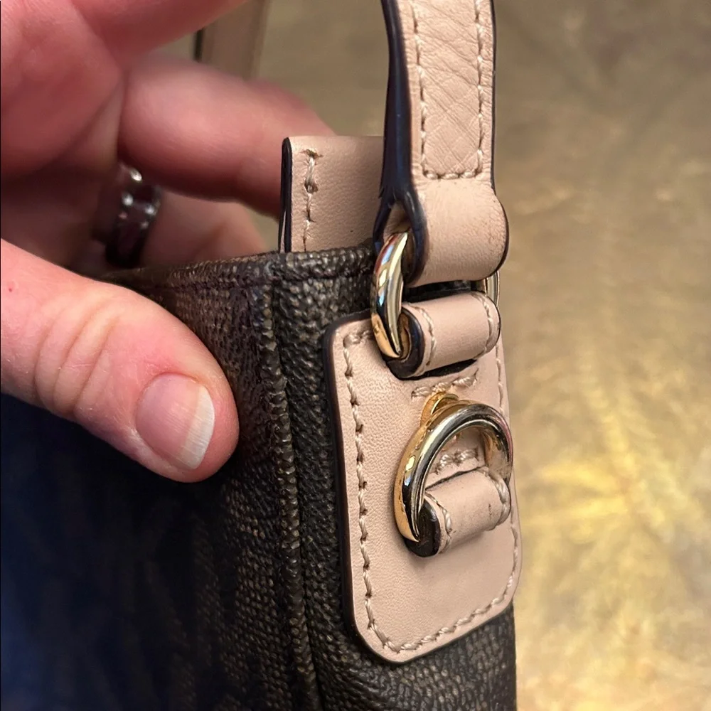 Michael Kors Brown Signature MK Monogram Crossbody Shoulder Bag Purse - Picture 12 of 16